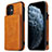 Coque Luxe Cuir Housse Etui R01 pour Apple iPhone 12 Mini Orange