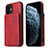 Coque Luxe Cuir Housse Etui R01 pour Apple iPhone 12 Mini Rouge