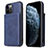 Coque Luxe Cuir Housse Etui R01 pour Apple iPhone 12 Pro Bleu