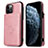 Coque Luxe Cuir Housse Etui R01 pour Apple iPhone 12 Pro Or Rose