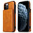 Coque Luxe Cuir Housse Etui R01 pour Apple iPhone 12 Pro Orange