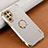 Coque Luxe Cuir Housse Etui R02 pour Samsung Galaxy S21 Ultra 5G Blanc