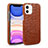 Coque Luxe Cuir Housse Etui R03 pour Apple iPhone 12 Mini Marron