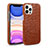 Coque Luxe Cuir Housse Etui R03 pour Apple iPhone 12 Pro Marron