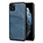 Coque Luxe Cuir Housse Etui R15 pour Apple iPhone 11 Pro Bleu