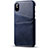 Coque Luxe Cuir Housse Etui S06 pour Apple iPhone X Bleu