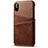 Coque Luxe Cuir Housse Etui S06 pour Apple iPhone X Marron