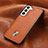 Coque Luxe Cuir Housse Etui S06D pour Samsung Galaxy S21 5G Orange