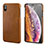 Coque Luxe Cuir Housse Etui S12 pour Apple iPhone Xs Marron