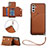 Coque Luxe Cuir Housse Etui Y03B pour Samsung Galaxy A04s Marron