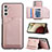 Coque Luxe Cuir Housse Etui Y04B pour Samsung Galaxy A04s Or Rose