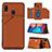 Coque Luxe Cuir Housse Etui Y04B pour Samsung Galaxy A30 Marron