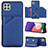 Coque Luxe Cuir Housse Etui Y04B pour Samsung Galaxy F42 5G Bleu