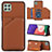 Coque Luxe Cuir Housse Etui Y04B pour Samsung Galaxy F42 5G Marron