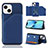 Coque Luxe Cuir Housse Etui Y05B pour Apple iPhone 13 Bleu