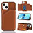 Coque Luxe Cuir Housse Etui Y05B pour Apple iPhone 13 Marron