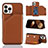 Coque Luxe Cuir Housse Etui Y05B pour Apple iPhone 13 Pro Max Marron