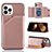 Coque Luxe Cuir Housse Etui Y05B pour Apple iPhone 13 Pro Or Rose