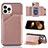 Coque Luxe Cuir Housse Etui Y05B pour Apple iPhone 14 Pro Or Rose