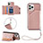 Coque Luxe Cuir Housse Etui Y06B pour Apple iPhone 15 Pro Or Rose