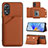 Coque Luxe Cuir Housse Etui YB1 pour Oppo A58 5G Marron