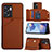 Coque Luxe Cuir Housse Etui YB2 pour Realme V23 5G Marron