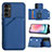 Coque Luxe Cuir Housse Etui YB2 pour Samsung Galaxy Jump3 5G Bleu