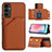 Coque Luxe Cuir Housse Etui YB2 pour Samsung Galaxy M44 5G Marron