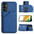 Coque Luxe Cuir Housse Etui YB2 pour Samsung Galaxy Quantum4 5G Bleu