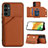 Coque Luxe Cuir Housse Etui YB2 pour Samsung Galaxy Quantum4 5G Marron