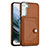 Coque Luxe Cuir Housse Etui YB2 pour Samsung Galaxy S21 FE 5G Marron