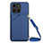 Coque Luxe Cuir Housse Etui YB3 pour Huawei Honor X6a Bleu