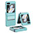 Coque Plastique Mat Protection Integrale 360 Degres Avant et Arriere Etui Housse QH1 pour Samsung Galaxy Z Flip5 5G Bleu