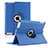 Coque Portefeuille Cuir Rotatif pour Apple iPad 3 Bleu