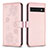 Coque Portefeuille Fleurs Livre Cuir Etui Clapet BF1 pour Google Pixel 7 Pro 5G Or Rose