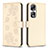 Coque Portefeuille Fleurs Livre Cuir Etui Clapet BF1 pour Huawei Honor 90 Pro 5G Or