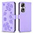 Coque Portefeuille Fleurs Livre Cuir Etui Clapet BF1 pour Huawei Honor 90 Pro 5G Violet