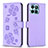 Coque Portefeuille Fleurs Livre Cuir Etui Clapet BF1 pour Huawei Honor X6a Violet