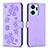 Coque Portefeuille Fleurs Livre Cuir Etui Clapet BF1 pour Huawei Honor X7a Violet