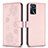 Coque Portefeuille Fleurs Livre Cuir Etui Clapet BF1 pour Oppo A16 Or Rose