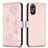 Coque Portefeuille Fleurs Livre Cuir Etui Clapet BF1 pour Oppo A17 Or Rose