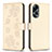 Coque Portefeuille Fleurs Livre Cuir Etui Clapet BF1 pour Oppo A38 Or