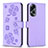 Coque Portefeuille Fleurs Livre Cuir Etui Clapet BF1 pour Oppo A38 Violet