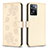 Coque Portefeuille Fleurs Livre Cuir Etui Clapet BF1 pour Oppo A57 4G Or