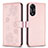 Coque Portefeuille Fleurs Livre Cuir Etui Clapet BF1 pour Oppo A58 5G Or Rose