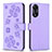 Coque Portefeuille Fleurs Livre Cuir Etui Clapet BF1 pour Oppo A58 5G Violet