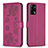 Coque Portefeuille Fleurs Livre Cuir Etui Clapet BF1 pour Oppo A74 4G Rose Rouge