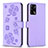 Coque Portefeuille Fleurs Livre Cuir Etui Clapet BF1 pour Oppo A74 4G Violet