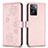 Coque Portefeuille Fleurs Livre Cuir Etui Clapet BF1 pour Oppo A77s Or Rose