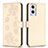 Coque Portefeuille Fleurs Livre Cuir Etui Clapet BF1 pour Oppo A96 5G Or